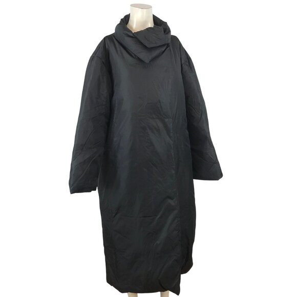 BANANA REPUBLIC ~ WOMENS MEDIUM ~ BLACK DOWN FILLED BUTTON UP PARKA JACKET COAT - Picture 1 of 6